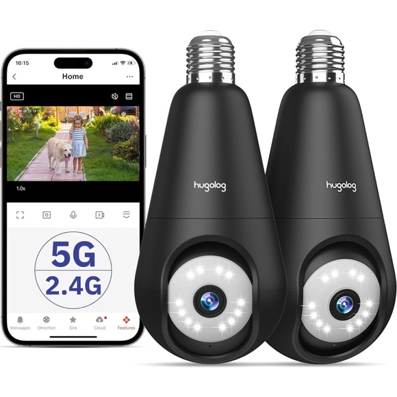 Light Bulb Security Camera 5G & 2.4GHz WiFi, 360° Wireless Outdoor/Indoor - Picture 1 of 6